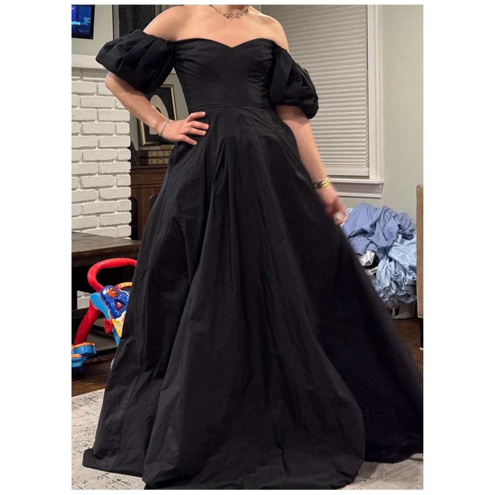 Marchesa Notte Balloon Sleeve Tafetta Gown
